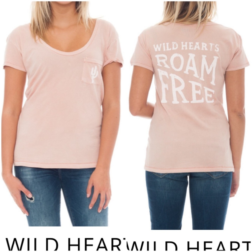 Amuse Society Tee-Wild Hearts in Dusty Pink